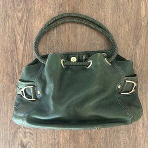 Cole Haan Deep Forest Green Leather Small Denney Satchel Shoulder Hobo Bag